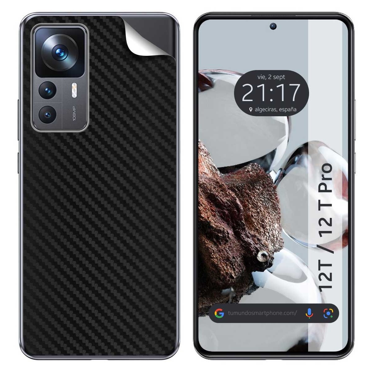 Pegatina Vinilo Autoadhesiva Textura Carbono para Xiaomi 12T / 12T Pro 5G