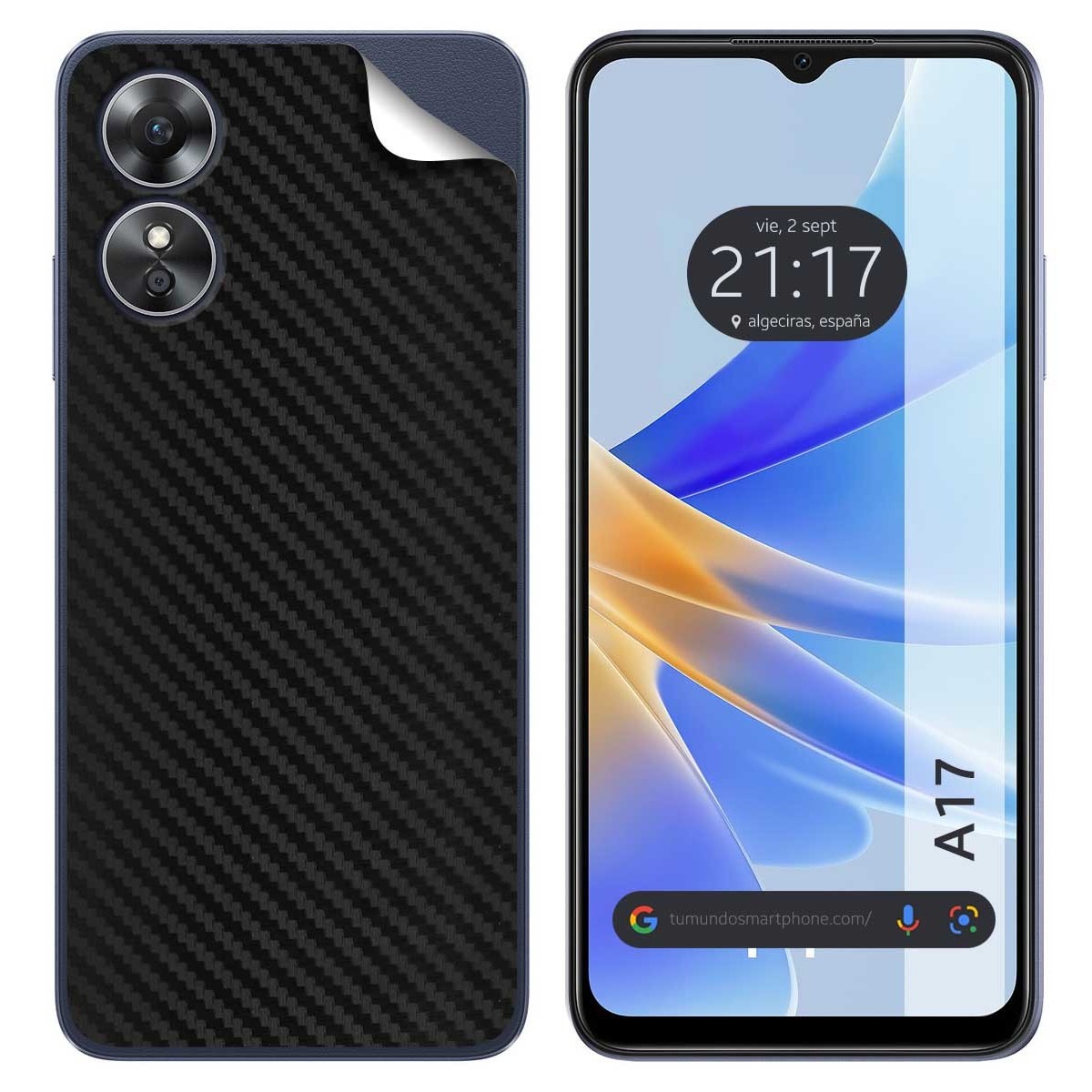 Pegatina Vinilo Autoadhesiva Textura Carbono para Oppo A17