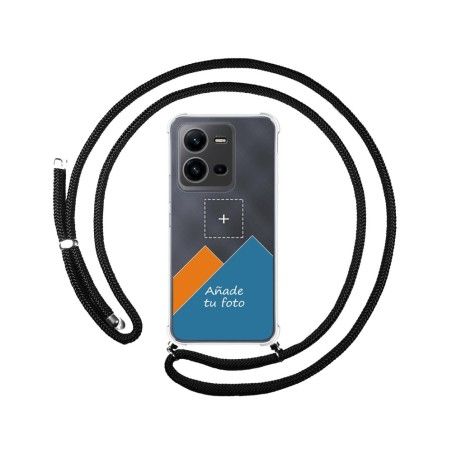 Personaliza tu Funda Colgante Transparente para Vivo X80 Lite 5G con Cordon Negro Dibujo Personalizada