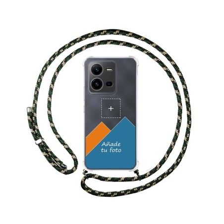 Personaliza tu Funda Colgante Transparente para Vivo X80 Lite 5G con Cordon Verde / Dorado Dibujo Personalizada