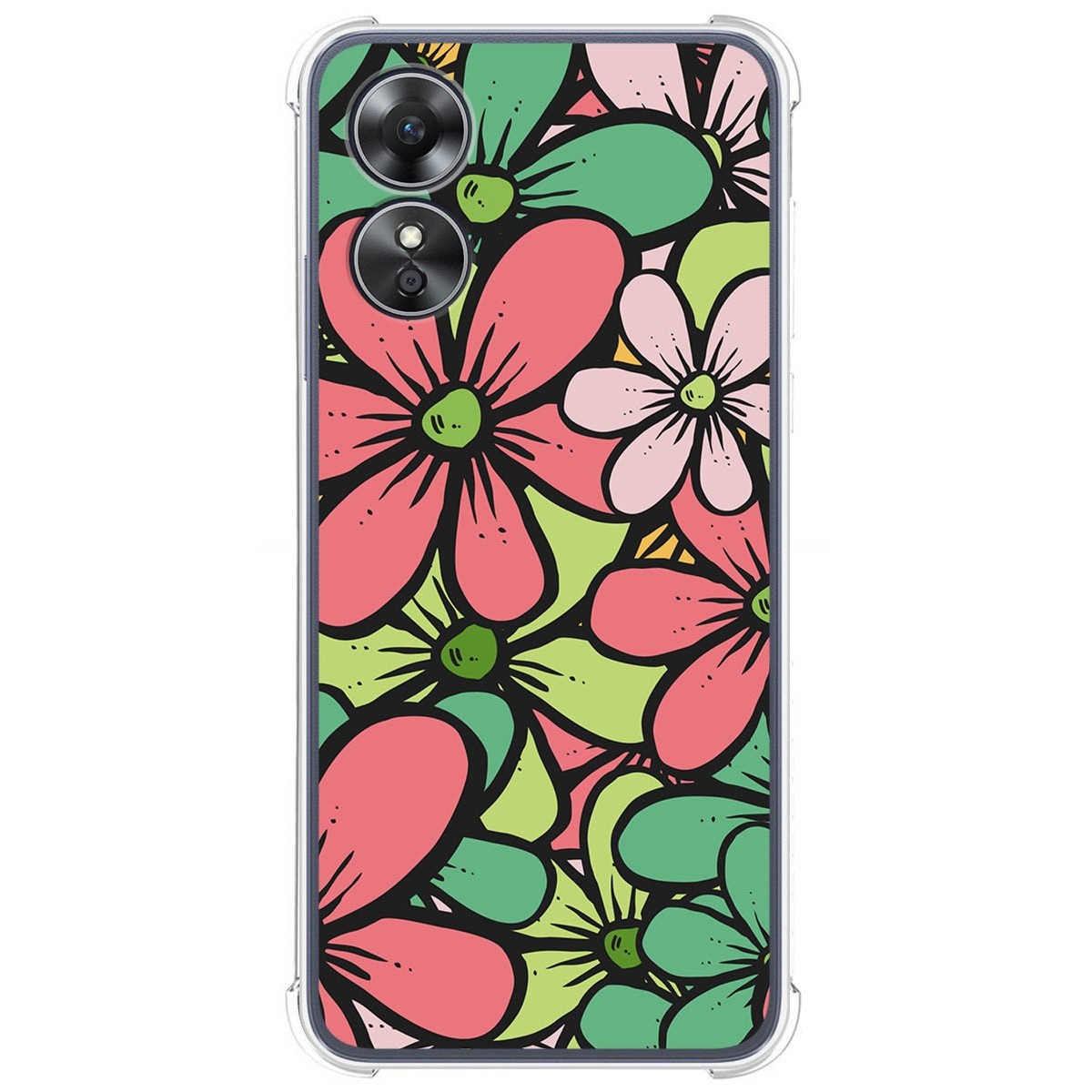 Funda Silicona Antigolpes para Oppo A17 diseño Flores 02 Dibujos
