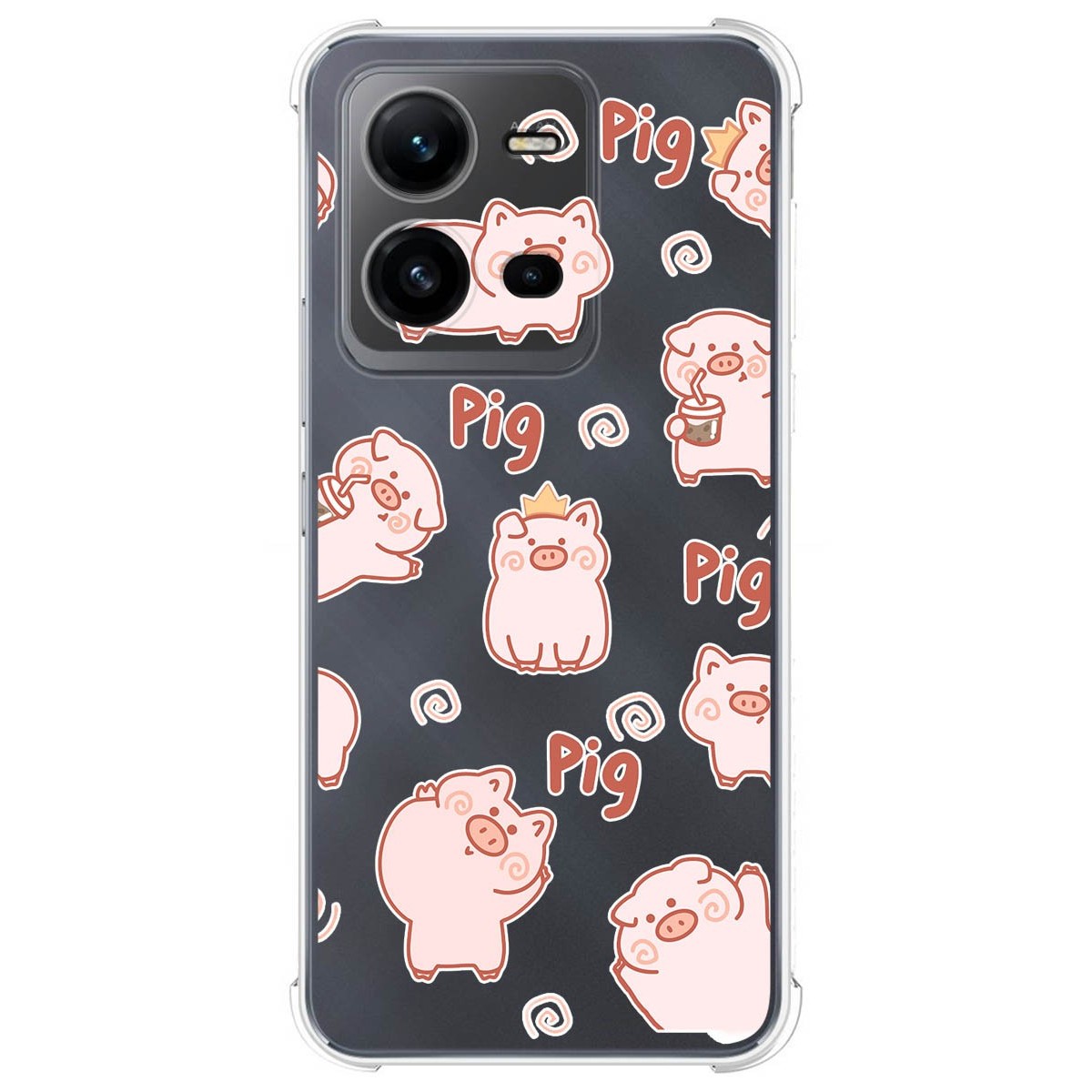 Funda Silicona Antigolpes para Vivo X80 Lite 5G diseño Cerdos Dibujos