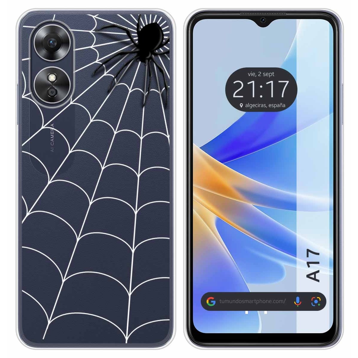Funda Silicona Transparente para Oppo A17 diseño Araña Dibujos