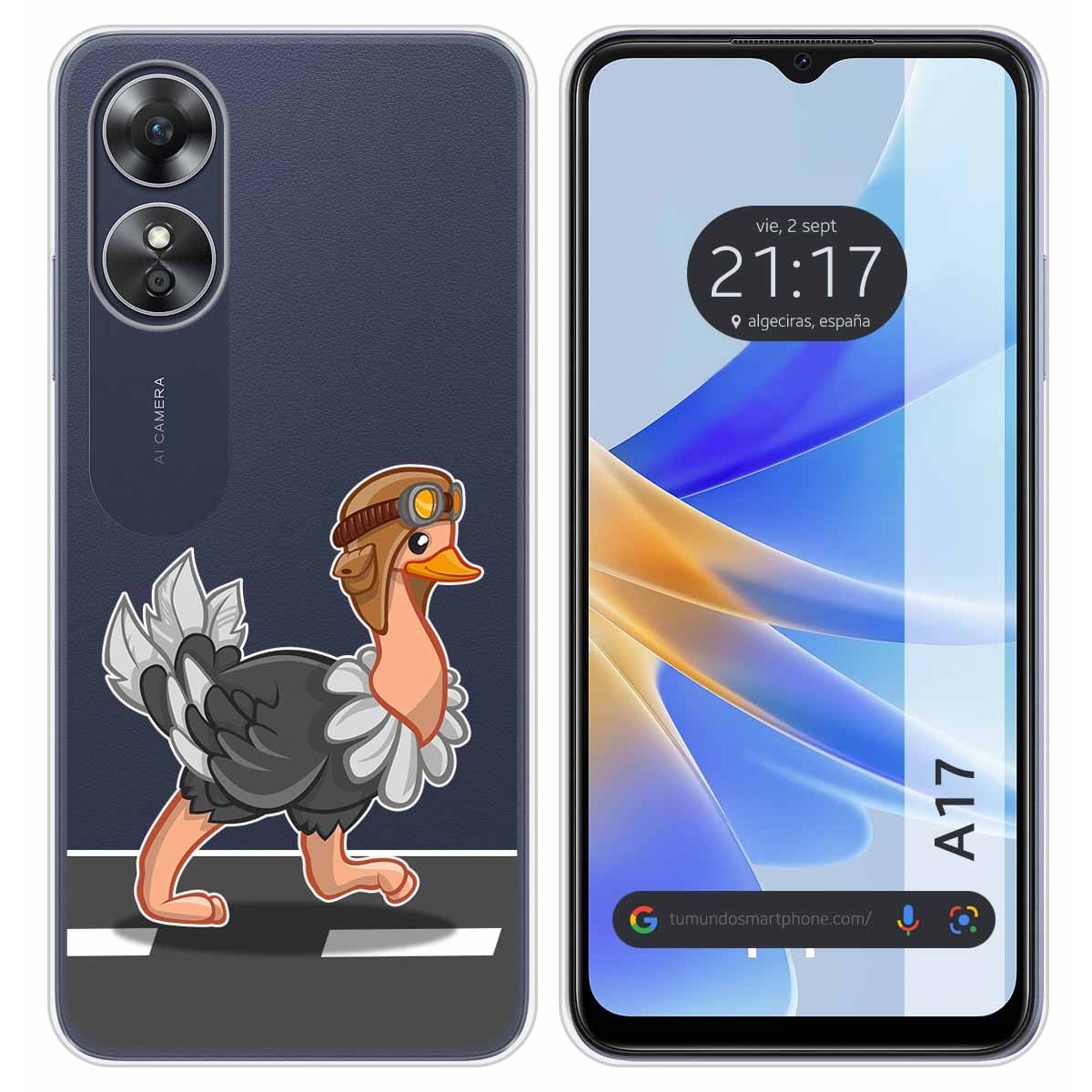 Funda Silicona Transparente para Oppo A17 diseño Avestruz Dibujos