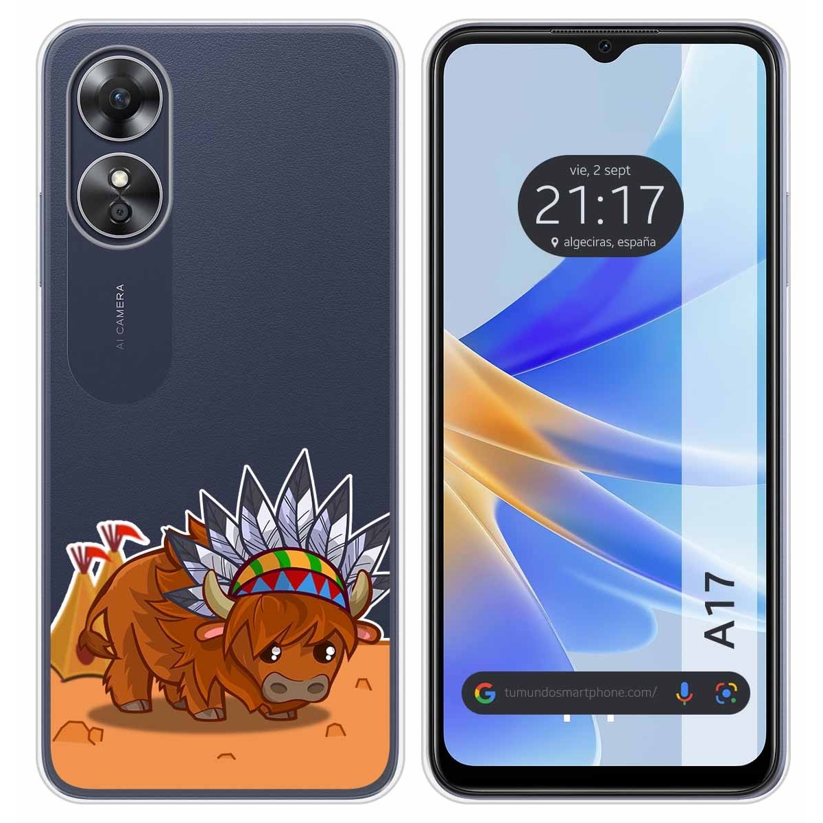 Funda Silicona Transparente para Oppo A17 diseño Bufalo Dibujos