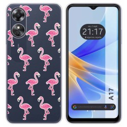 Funda Silicona Transparente para Oppo A17 diseño Flamenco Dibujos