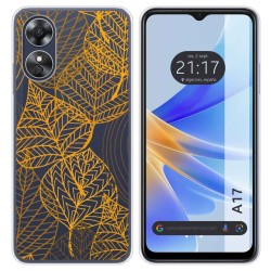 Funda Silicona Transparente para Oppo A17 diseño Hojas Dibujos