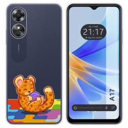 Funda Silicona Transparente para Oppo A17 diseño Leopardo Dibujos