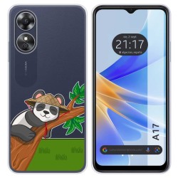 Funda Silicona Transparente para Oppo A17 diseño Panda Dibujos