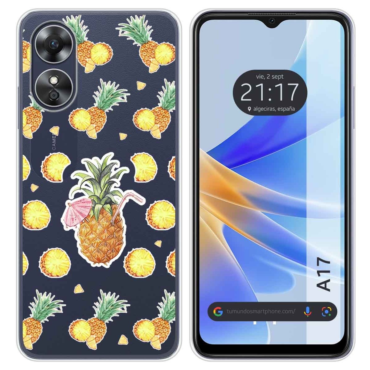 Funda Silicona Transparente para Oppo A17 diseño Piña Dibujos