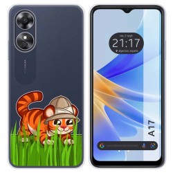 Funda Silicona Transparente para Oppo A17 diseño Tigre Dibujos