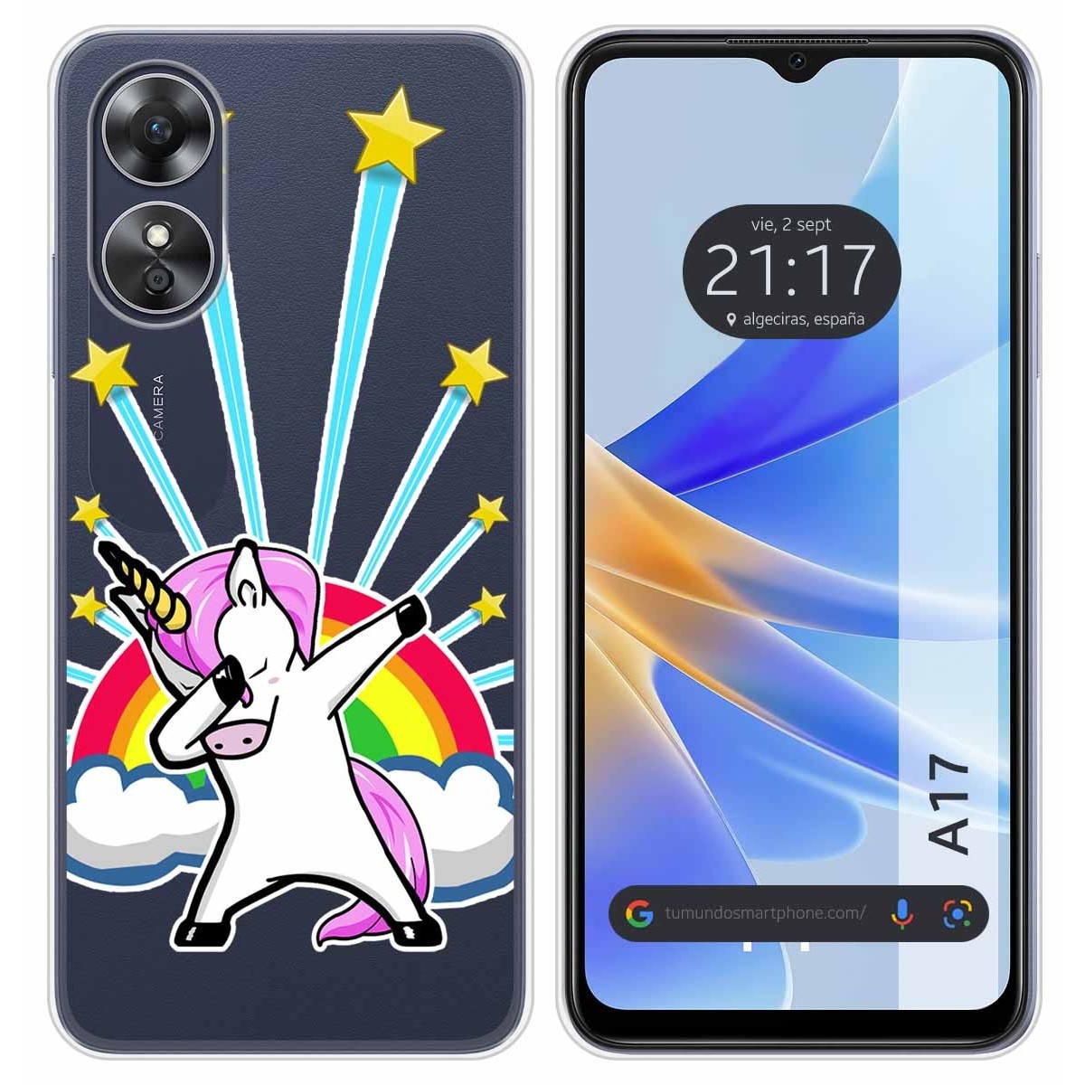 Funda Silicona Transparente para Oppo A17 diseño Unicornio Dibujos