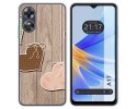 Funda Silicona para Oppo A17 diseño Corazones Madera Dibujos