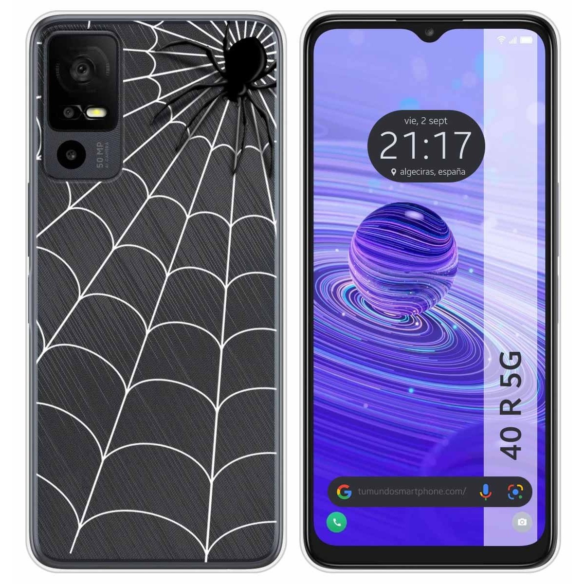 Funda Silicona Transparente para TCL 40 R 5G diseño Araña Dibujos