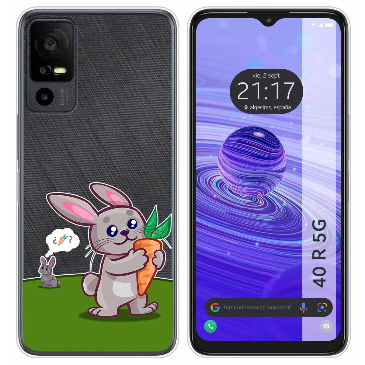 Funda Silicona Transparente para TCL 40 R 5G diseño Conejo Dibujos