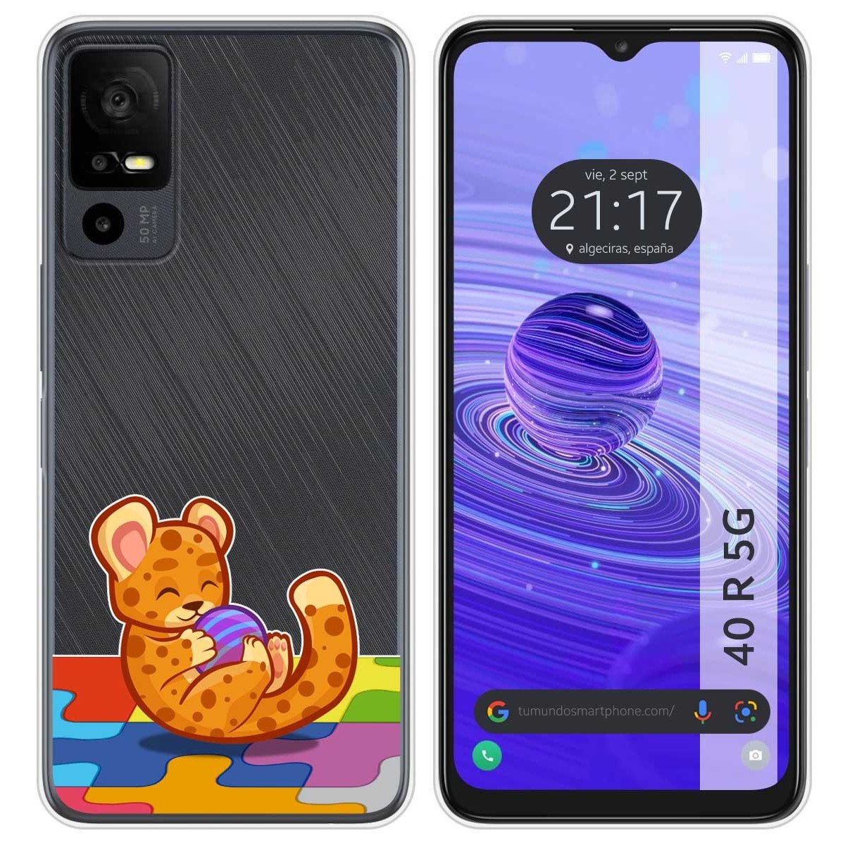 Funda Silicona Transparente para TCL 40 R 5G diseño Leopardo Dibujos