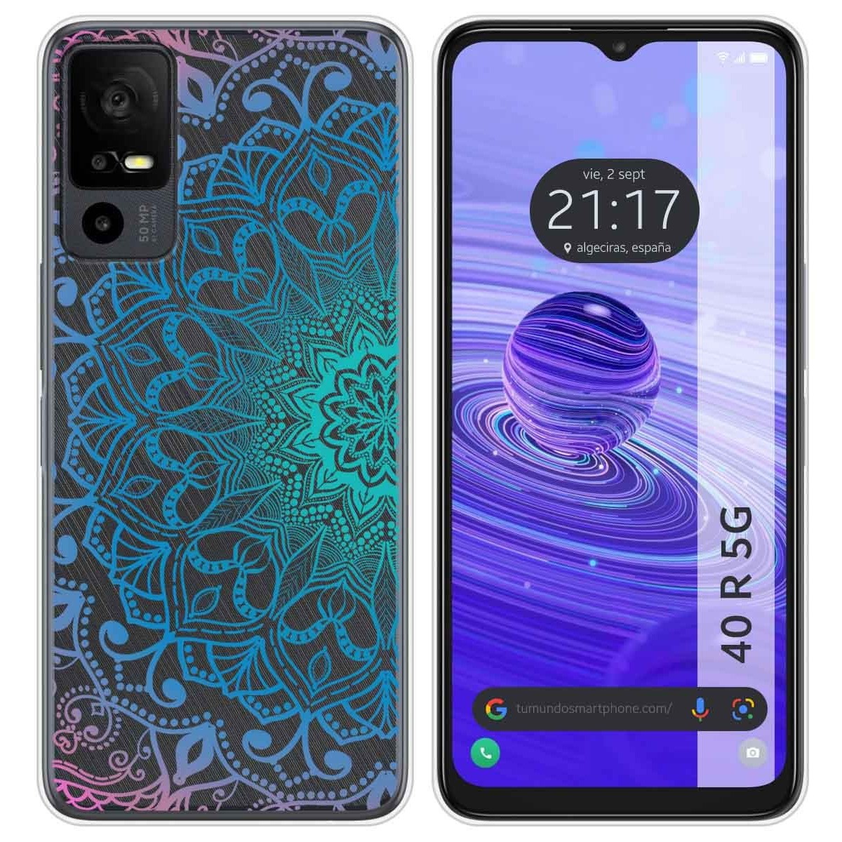Funda Silicona Transparente para TCL 40 R 5G diseño Mandala Dibujos