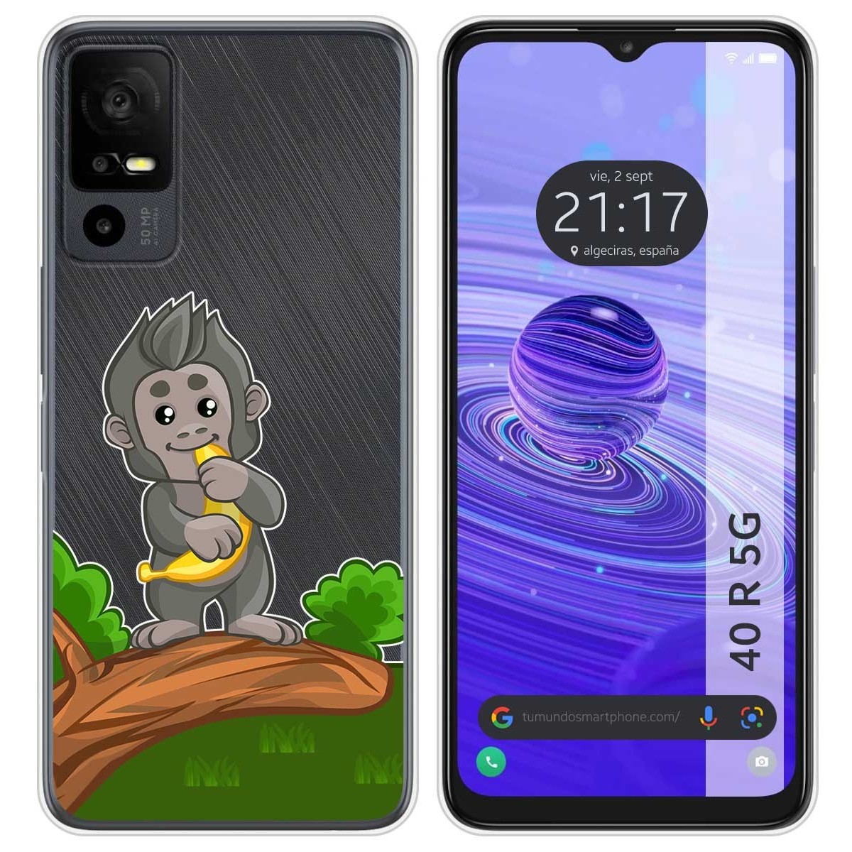 Funda Silicona Transparente para TCL 40 R 5G diseño Mono Dibujos