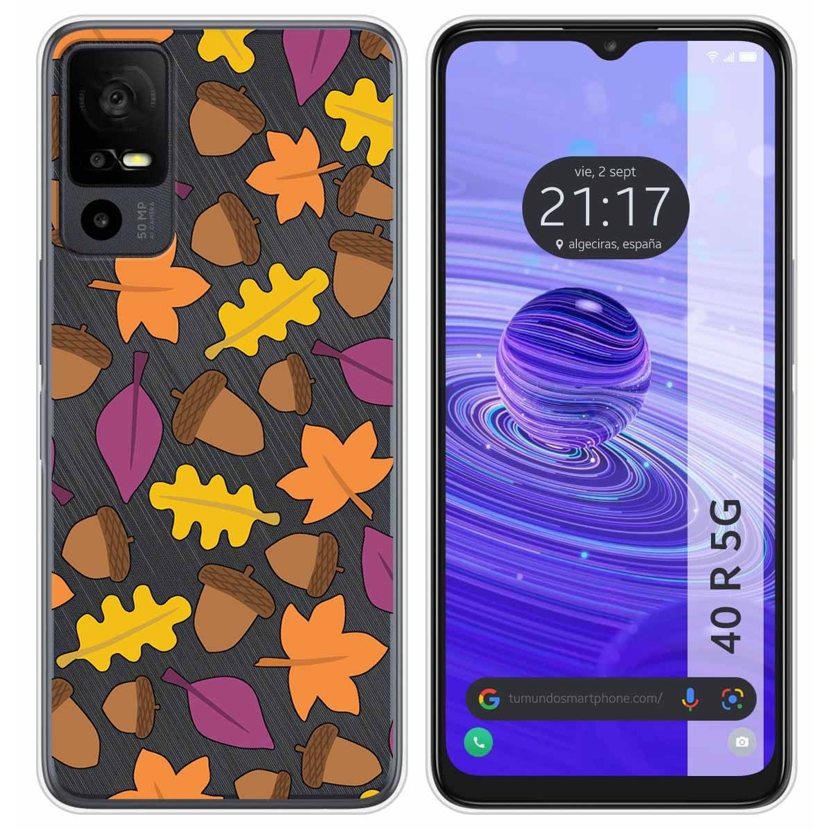 Funda Silicona Transparente para TCL 40 R 5G diseño Otoño Dibujos