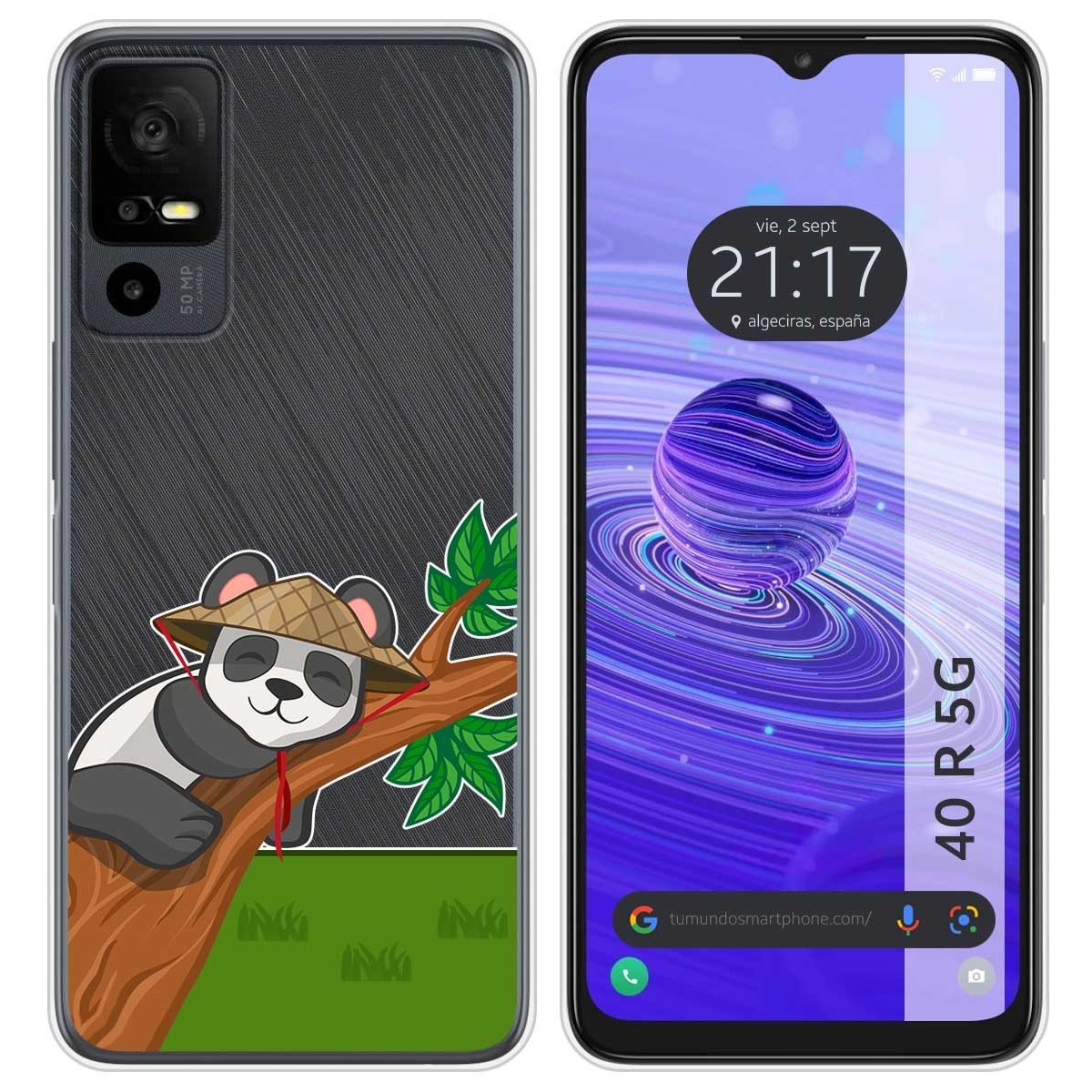Funda Silicona Transparente para TCL 40 R 5G diseño Panda Dibujos