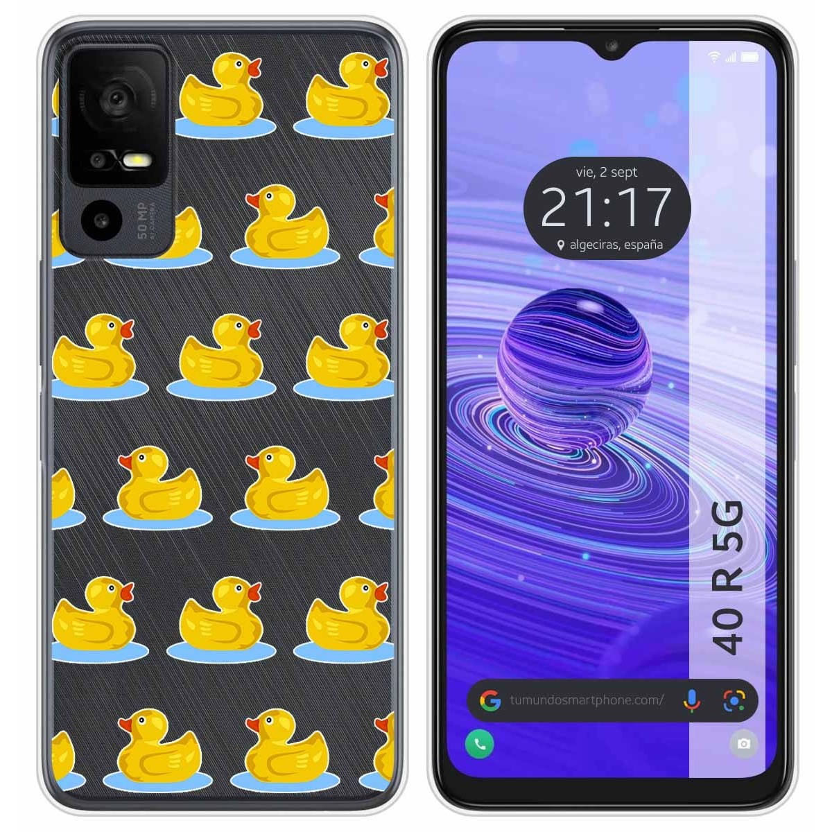 Funda Silicona Transparente para TCL 40 R 5G diseño Pato Dibujos