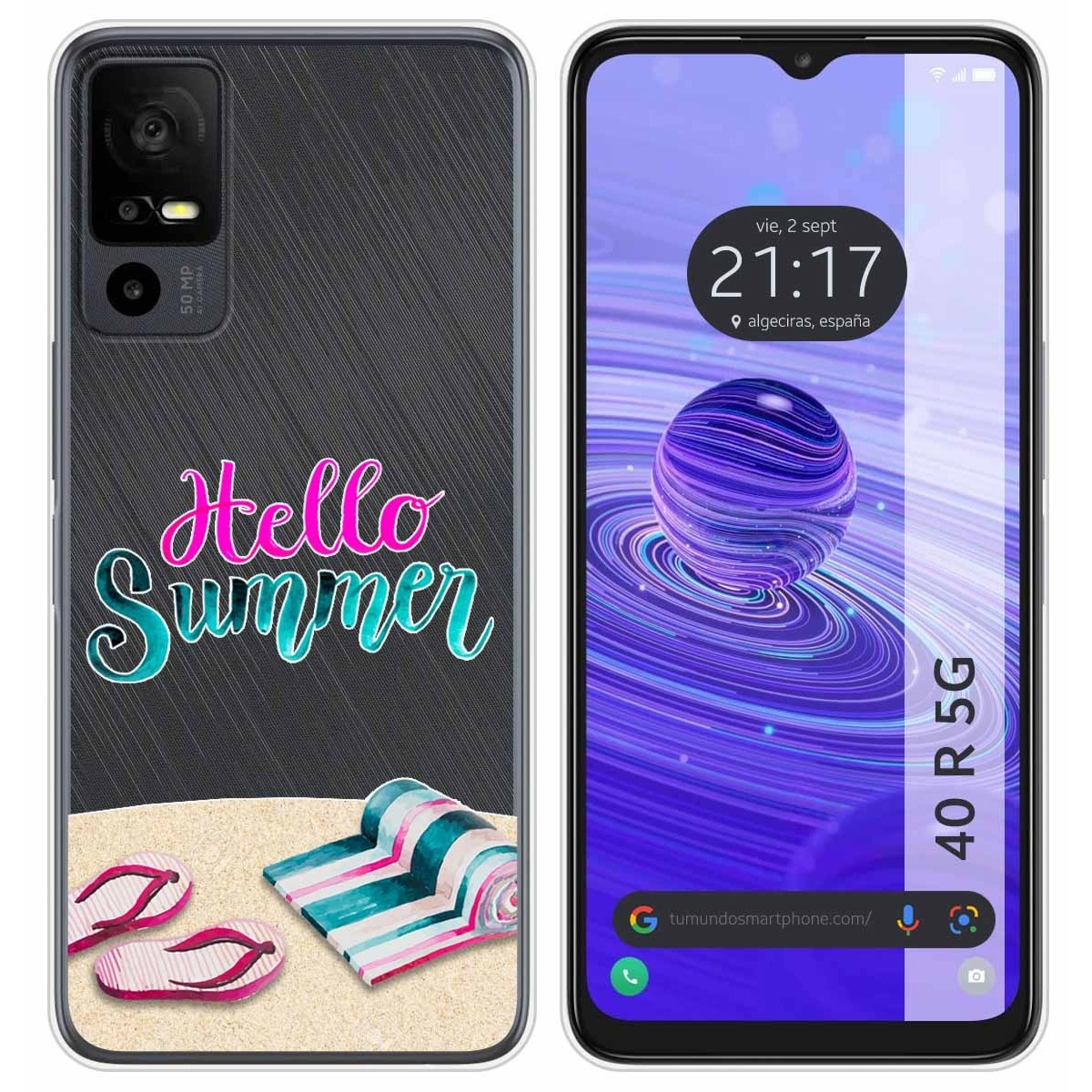 Funda Silicona Transparente para TCL 40 R 5G diseño Summer Dibujos
