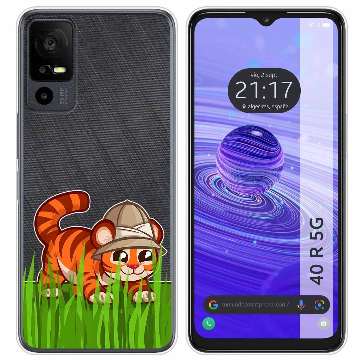Funda Silicona Transparente para TCL 40 R 5G diseño Tigre Dibujos