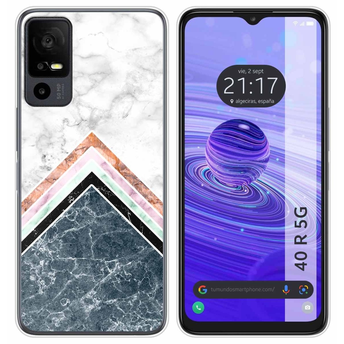 Funda Silicona para TCL 40 R 5G diseño Mármol 05 Dibujos