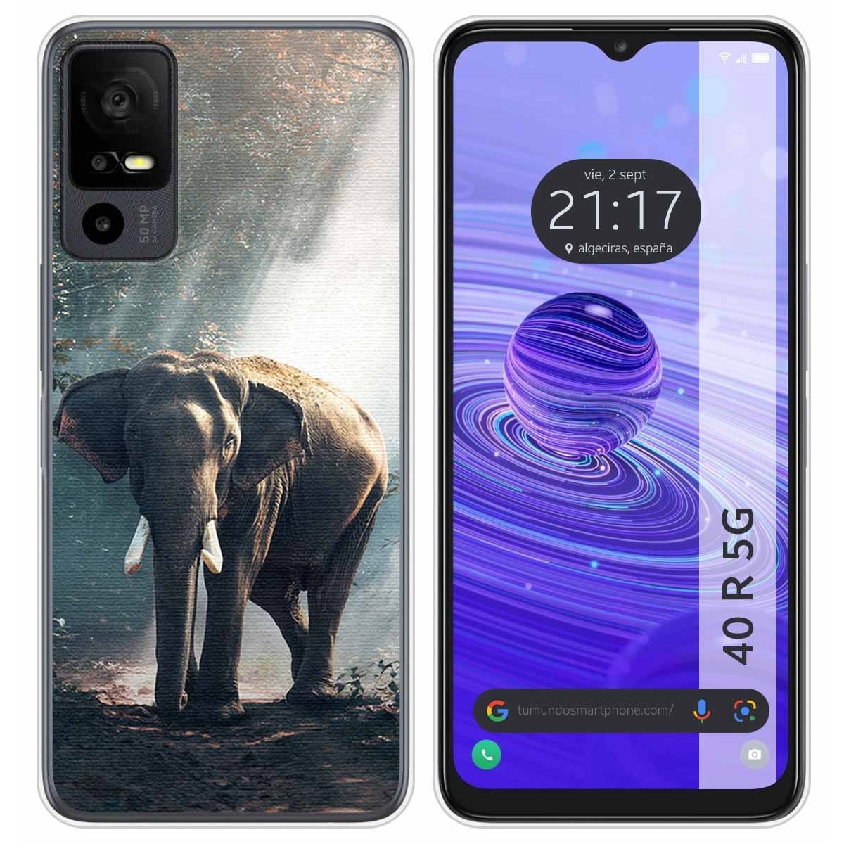 Funda Silicona para TCL 40 R 5G diseño Elefante Dibujos
