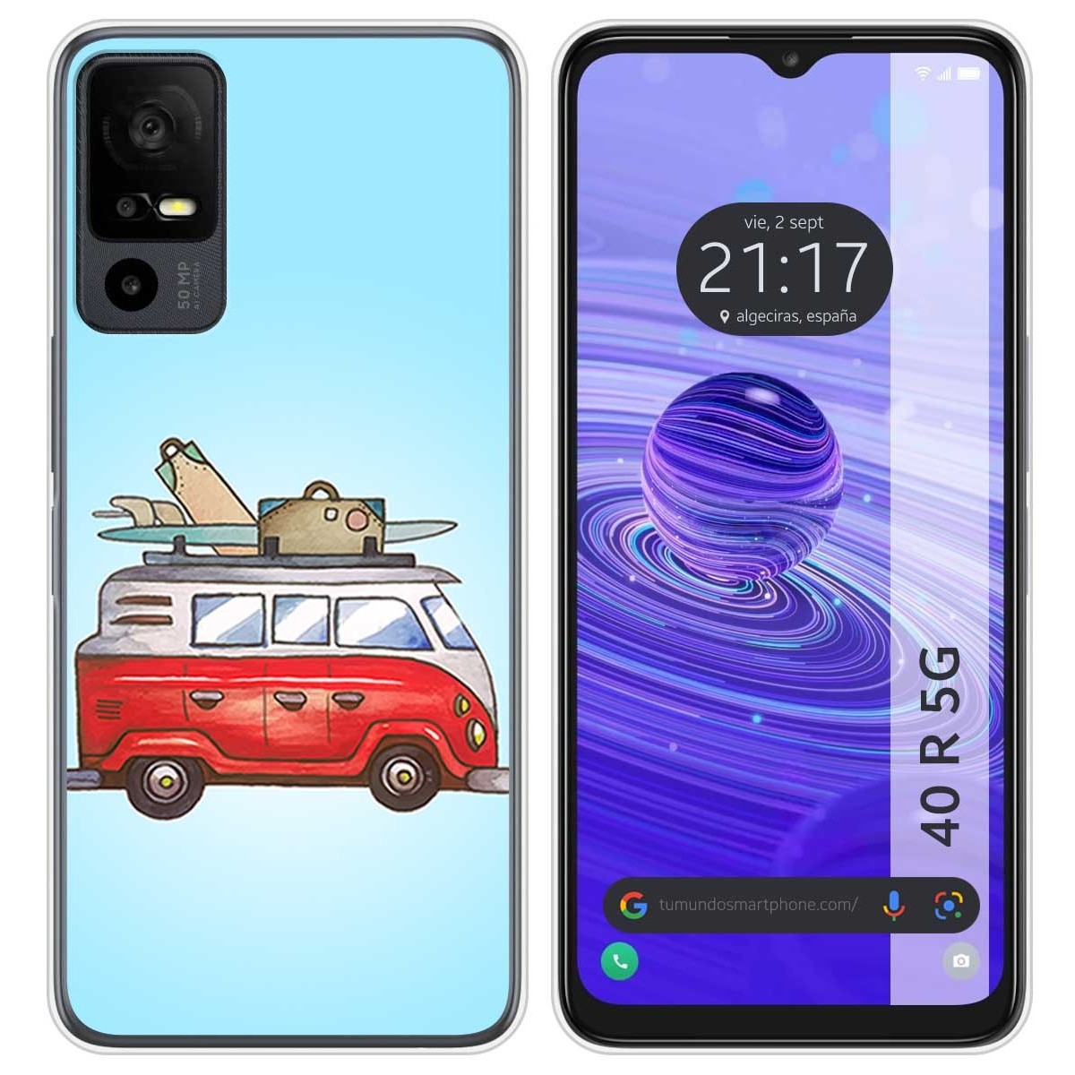 Funda Silicona para TCL 40 R 5G diseño Furgoneta Dibujos
