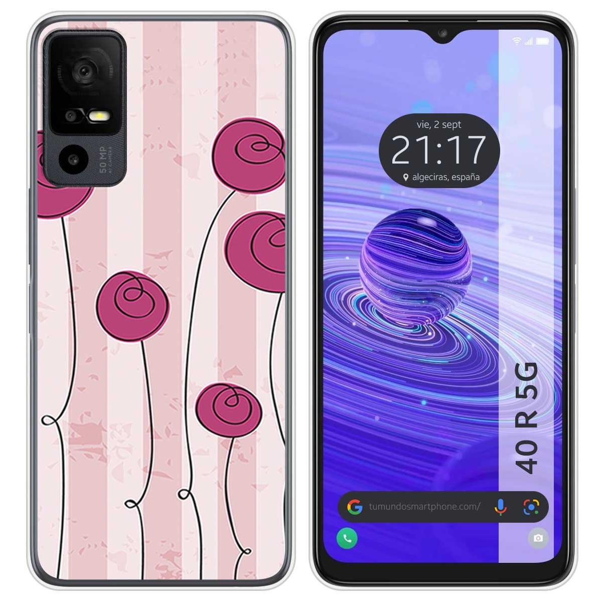 Funda Silicona para TCL 40 R 5G diseño Flores Vintage Dibujos