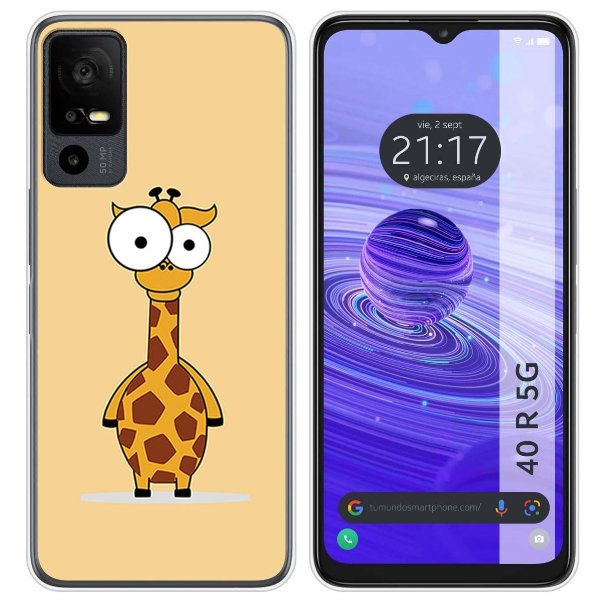 Funda Silicona para TCL 40 R 5G diseño Jirafa Dibujos