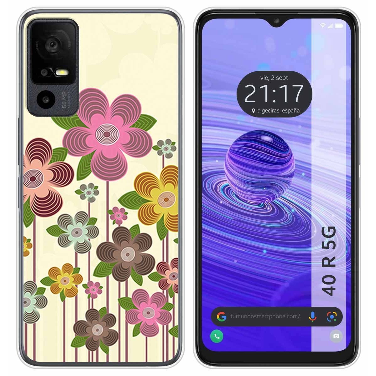 Funda Silicona para TCL 40 R 5G diseño Primavera En Flor Dibujos