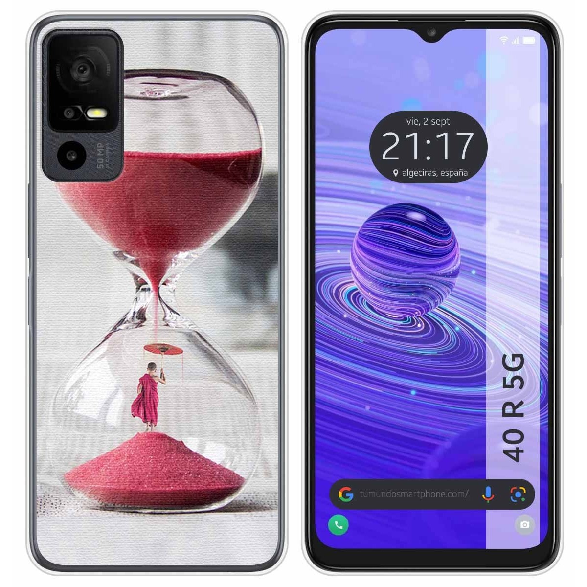 Funda Silicona para TCL 40 R 5G diseño Reloj Dibujos