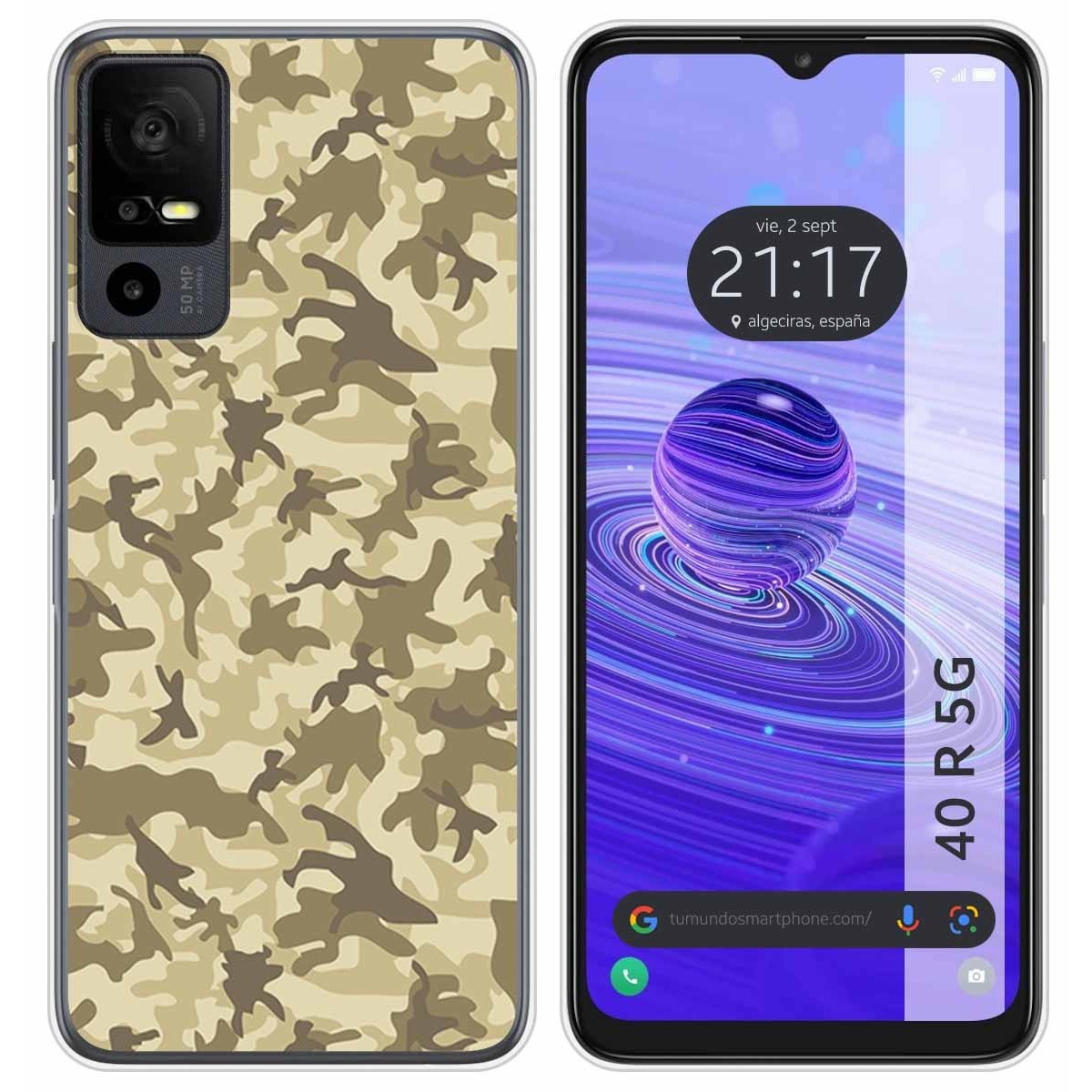 Funda Silicona para TCL 40 R 5G diseño Sand Camuflaje Dibujos