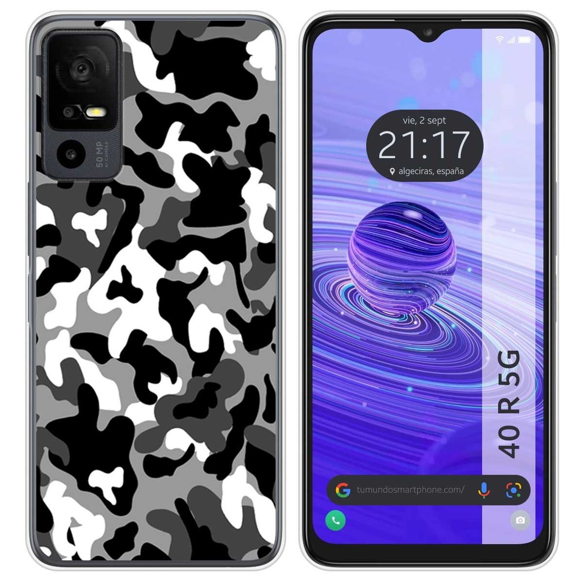 Funda Silicona para TCL 40 R 5G diseño Snow Camuflaje Dibujos