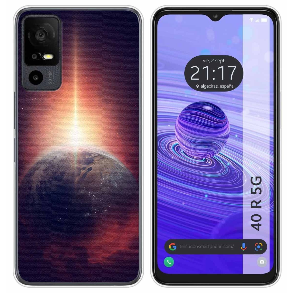 Funda Silicona para TCL 40 R 5G diseño Tierra Dibujos