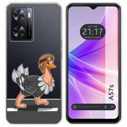 Funda Silicona Transparente para Oppo A57s diseño Avestruz Dibujos
