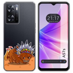 Funda Silicona Transparente para Oppo A57s diseño Bufalo Dibujos