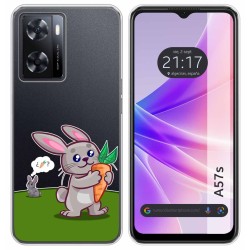 Funda Silicona Transparente para Oppo A57s diseño Conejo Dibujos