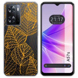 Funda Silicona Transparente para Oppo A57s diseño Hojas Dibujos