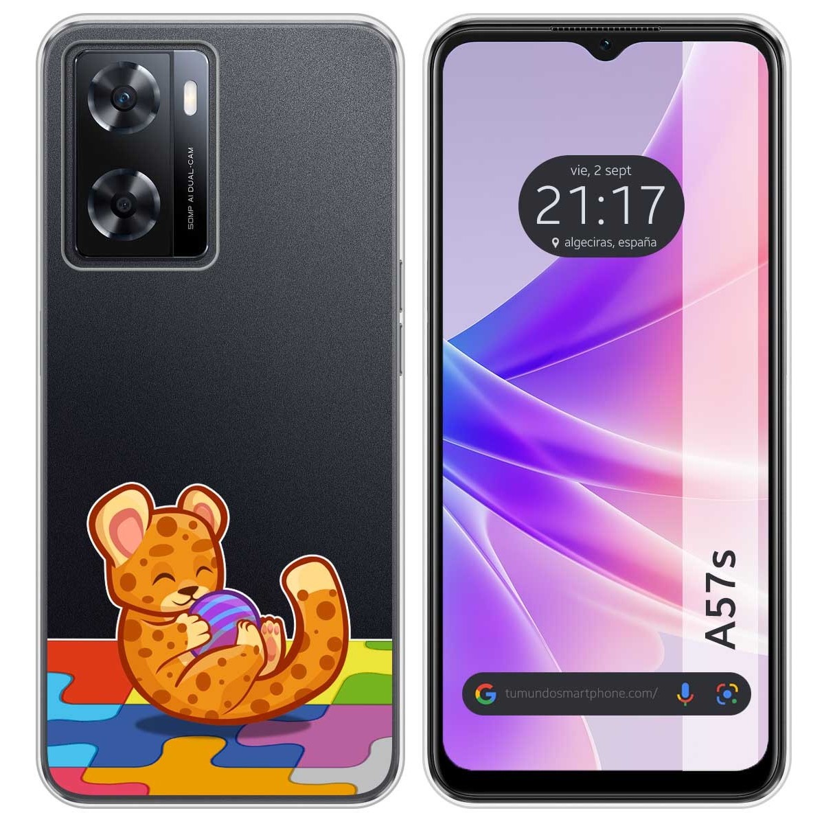 Funda Silicona Transparente para Oppo A57s diseño Leopardo Dibujos