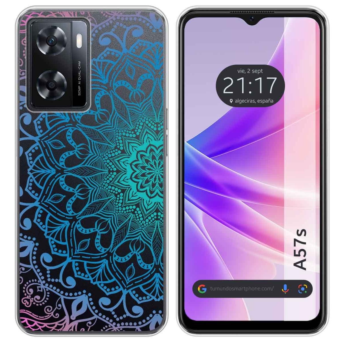 Funda Silicona Transparente para Oppo A57s diseño Mandala Dibujos