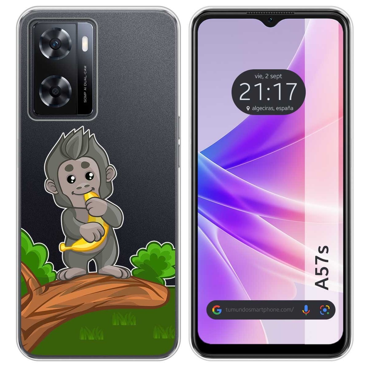 Funda Silicona Transparente para Oppo A57s diseño Mono Dibujos