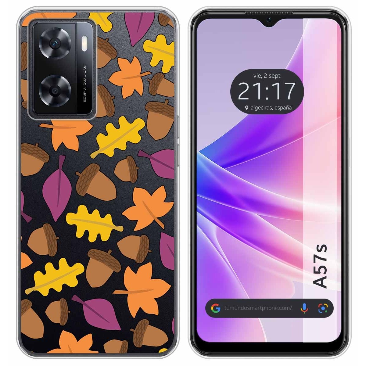 Funda Silicona Transparente para Oppo A57s diseño Otoño Dibujos