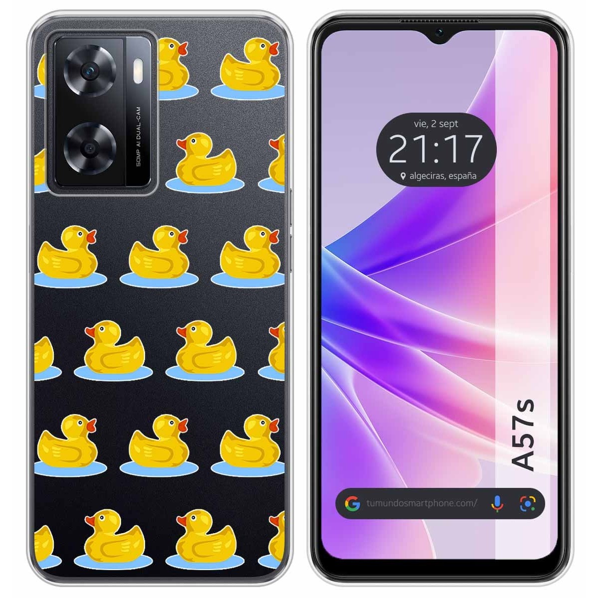 Funda Silicona Transparente para Oppo A57s diseño Pato Dibujos