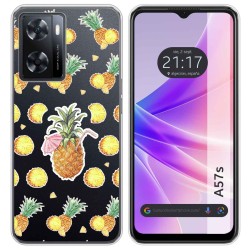 Funda Silicona Transparente para Oppo A57s diseño Piña Dibujos