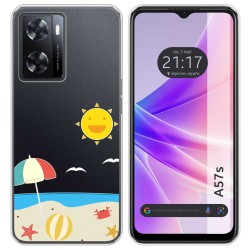 Funda Silicona Transparente para Oppo A57s diseño Playa Dibujos