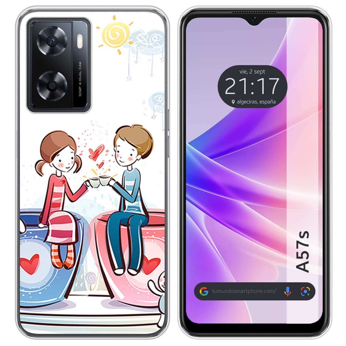 Funda Silicona para Oppo A57s diseño Café Dibujos