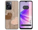 Funda Silicona para Oppo A57s diseño Corazones Madera Dibujos
